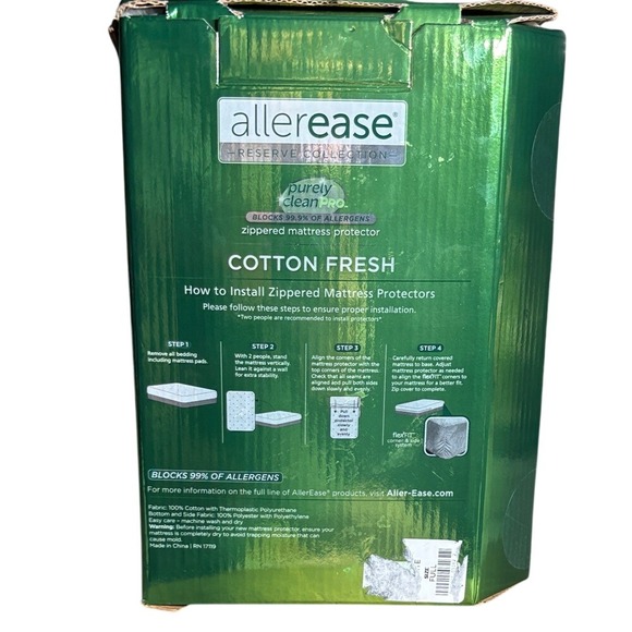 Allerease Full Cotton Fresh Waterproof Allergen Barrier Mattress Protector NEW - Picture 2 of 9